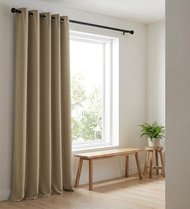 Gordijnen Verduisterend & Isolerend - Ringen - Beige/Zand