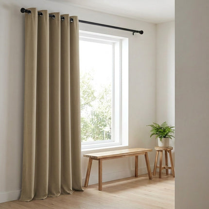 Gordijnen Verduisterend & Isolerend - Ringen - Beige/Zand