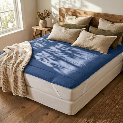 Wasbare Topper & Hoeslaken in 1 - Blauw
