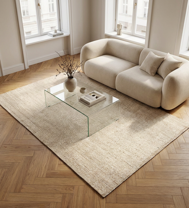 Handgeweven Jute Vloerkleed - Crème