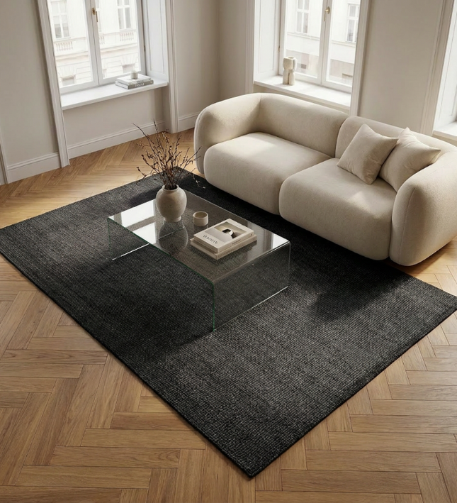 Handgeweven Jute Vloerkleed - Zwart