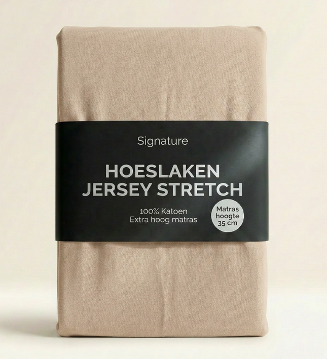 Hoeslaken - Katoen Jersey Stretch - Extra Hoog - Crème