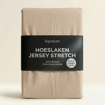 Hoeslaken - Katoen Jersey Stretch - Extra Hoog - Crème