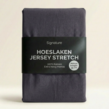 Hoeslaken - Katoen Jersey Stretch - Extra Hoog - Donker grijs