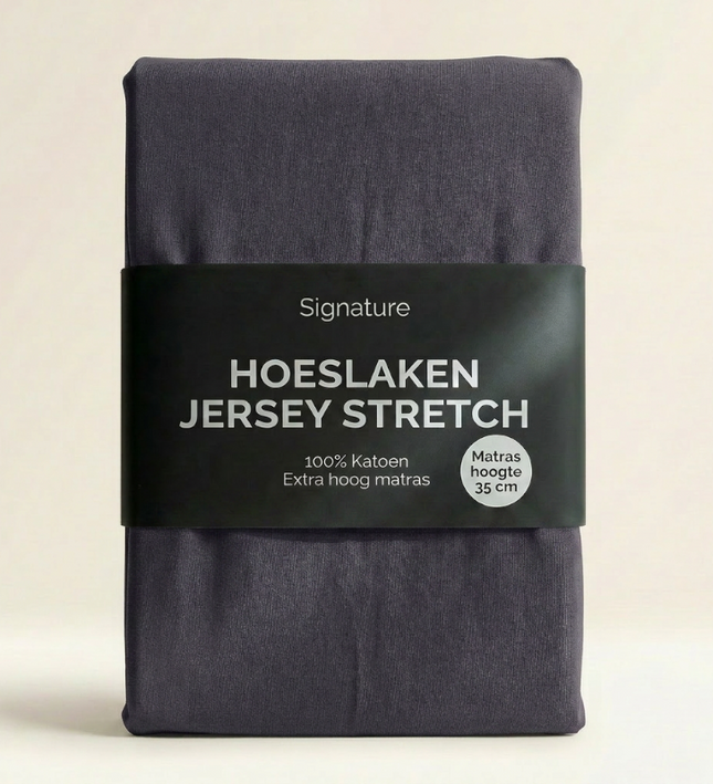 Hoeslaken - Katoen Jersey Stretch - Extra Hoog - Donker grijs