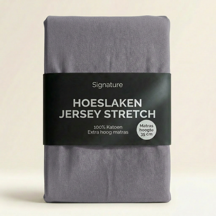Hoeslaken - Katoen Jersey Stretch - Extra Hoog - Zilver grijs
