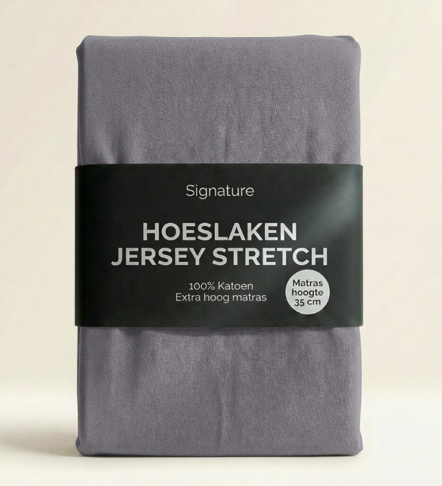 Hoeslaken - Katoen Jersey Stretch - Extra Hoog - Zilver grijs