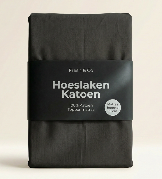 Topper Hoeslaken - Katoen - Zwart