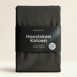 Topper Hoeslaken - Katoen - Zwart