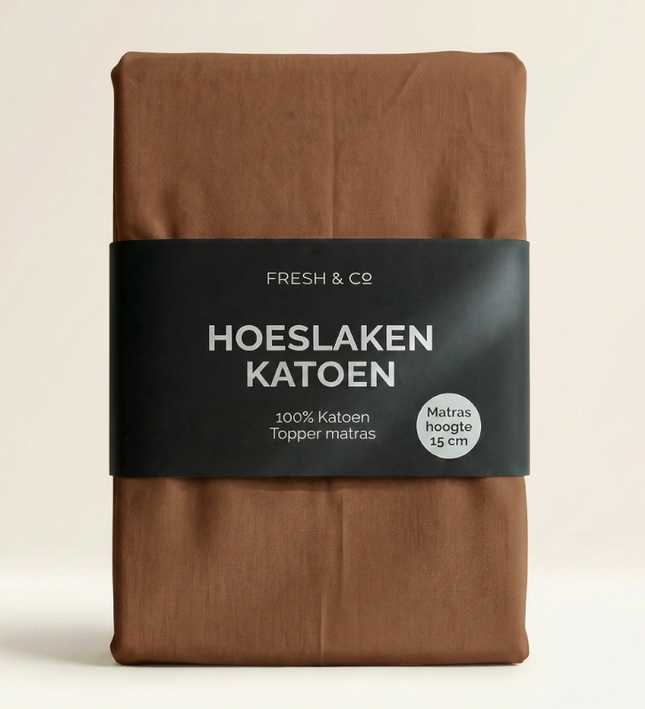 Topper Hoeslaken - Katoen - Cognac