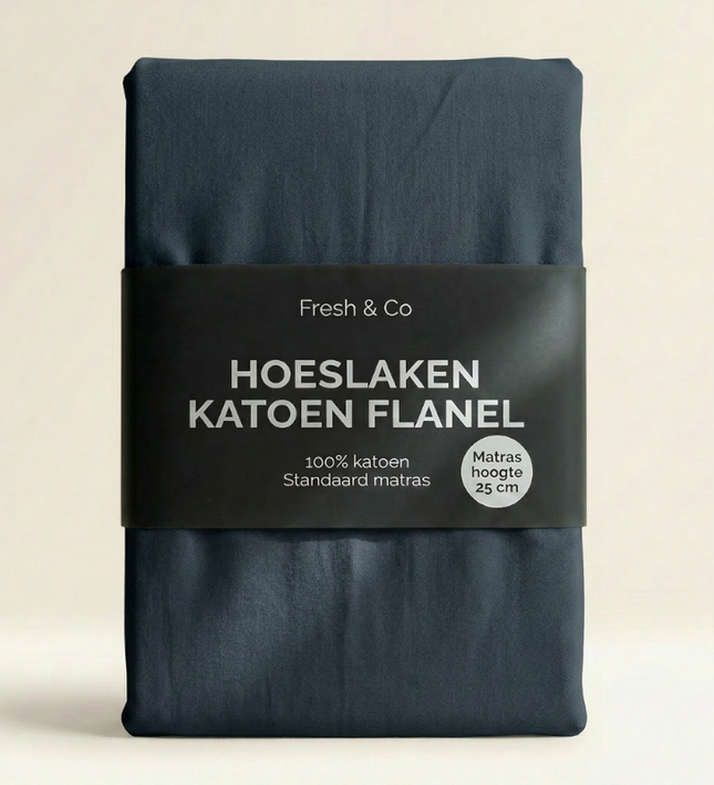Hoeslaken - Katoen Flanel - Navy