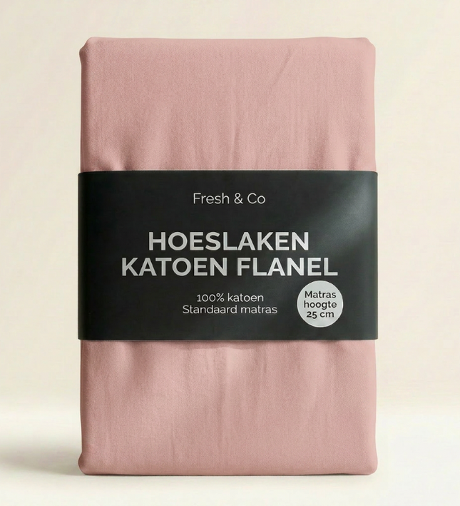 Hoeslaken - Katoen Flanel - Roze