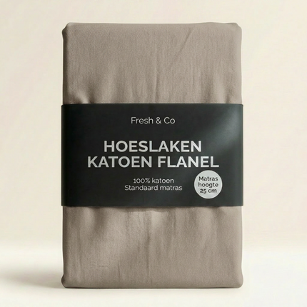 Hoeslaken Katoen Flanel - Truffel