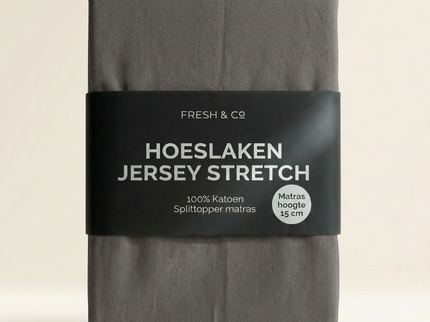 Splittopper Hoeslaken - Katoen Jersey Stretch - Antraciet