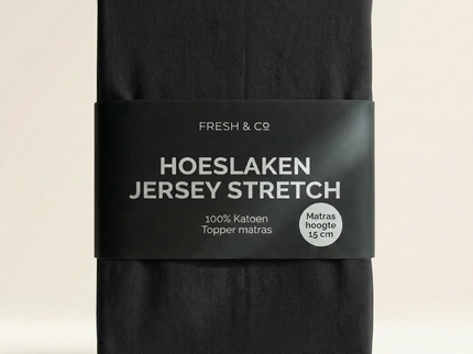 Topper Hoeslaken - Katoen Jersey Stretch - Zwart