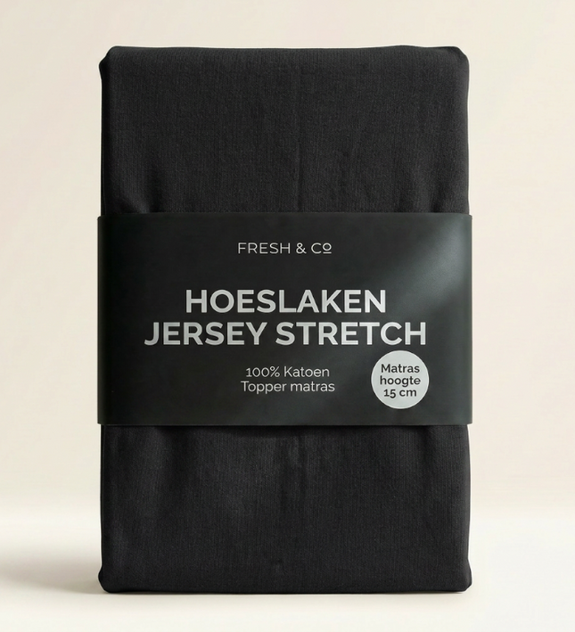 Topper Hoeslaken - Katoen Jersey Stretch - Zwart