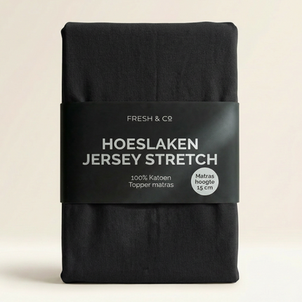 Topper Hoeslaken - Katoen Jersey Stretch - Zwart