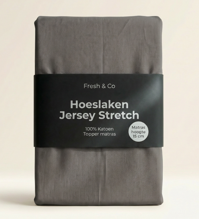 Topper Hoeslaken - Katoen Jersey Stretch - Antraciet