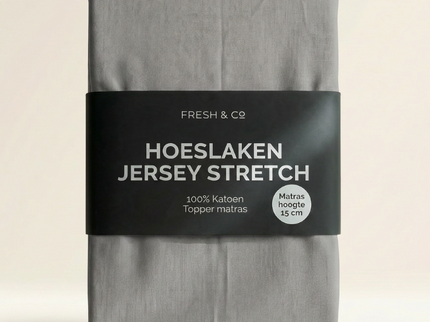 Topper Hoeslaken - Katoen Jersey Stretch - Lichtgrijs