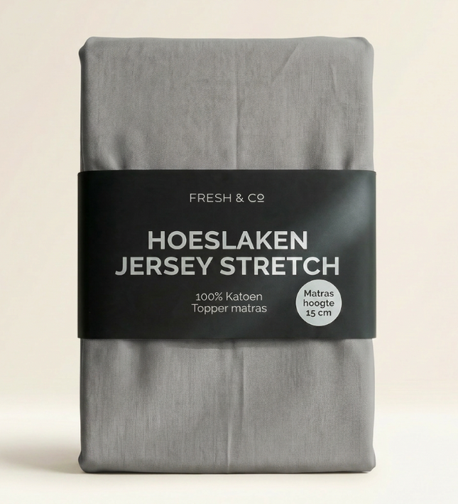 Topper Hoeslaken - Katoen Jersey Stretch - Lichtgrijs