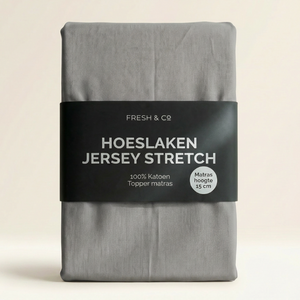 Topper Hoeslaken - Katoen Jersey Stretch - Lichtgrijs