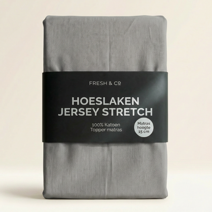 Topper Hoeslaken - Katoen Jersey Stretch - Lichtgrijs