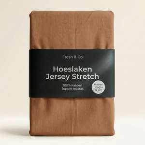 Topper Hoeslaken - Katoen Jersey Stretch - Cognac