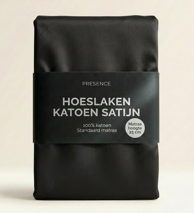 Hoeslaken - Katoen Satijn - Zwart