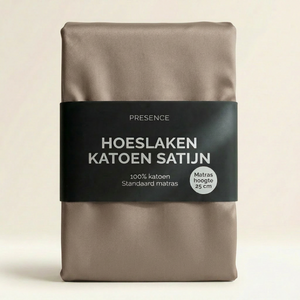 Hoeslaken Katoen Satijn Uni - Taupe