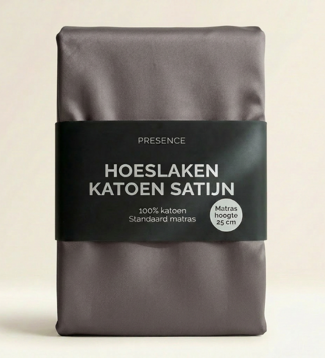 Hoeslaken - Katoen Satijn - Antraciet