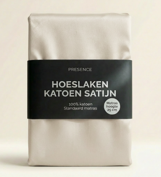 Hoeslaken - Katoen Satijn - Crème