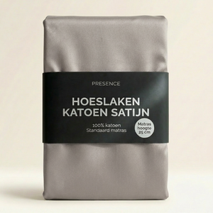 Hoeslaken - Katoen Satijn -  Zilver