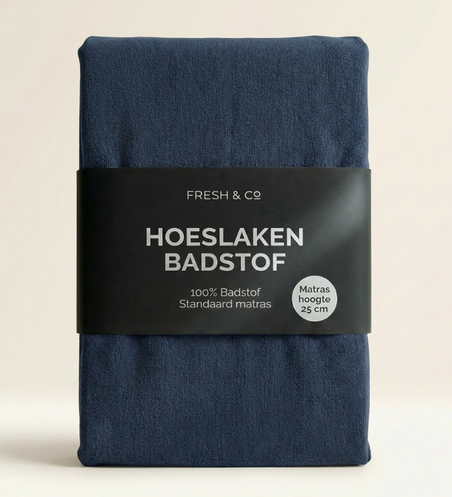 Hoeslaken - Badstof - Navy