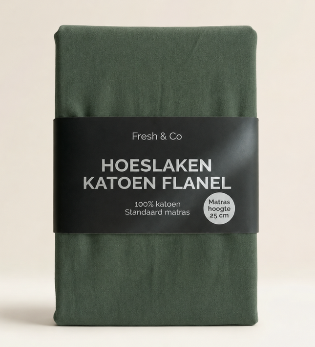 Hoeslaken - Katoen Flanel - Donkergroen