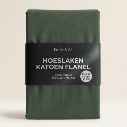 Hoeslaken - Katoen Flanel - Donkergroen