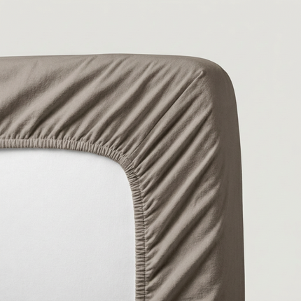 Splittopper Hoeslaken Katoen Flanel - Taupe