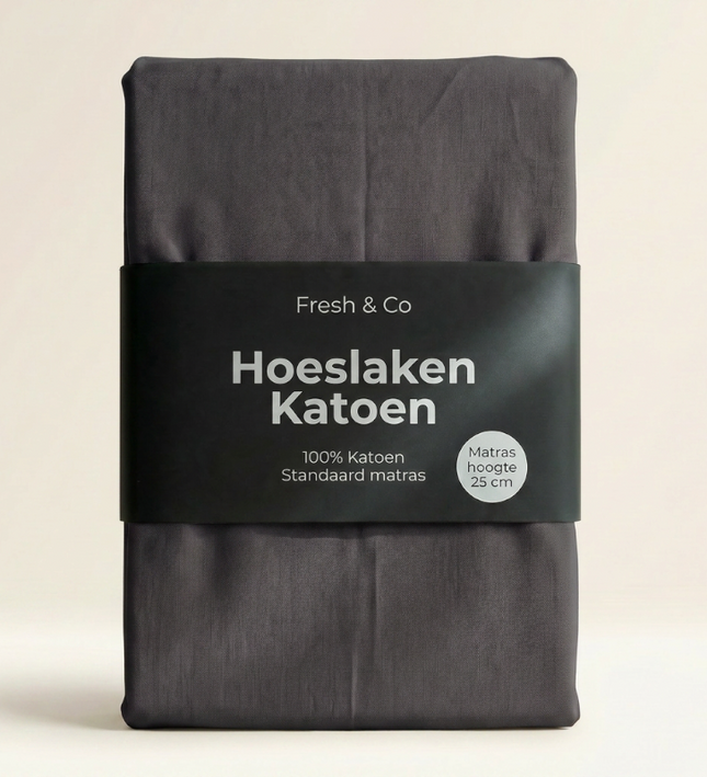 Hoeslaken Verkoelend - Katoen - Antraciet