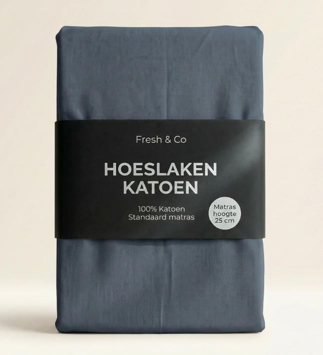 Hoeslaken  Verkoelend - Katoen - Navy