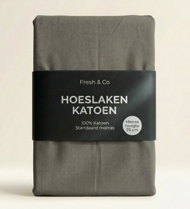 Hoeslaken Verkoelend - Katoen - Truffel