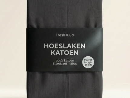 Hoeslaken Verkoelend - Katoen - Zwart