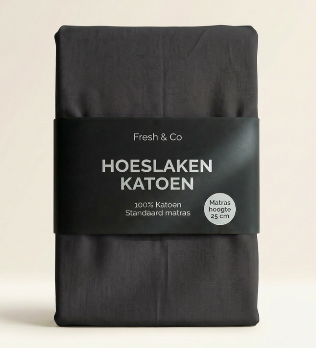 Hoeslaken Verkoelend - Katoen - Zwart
