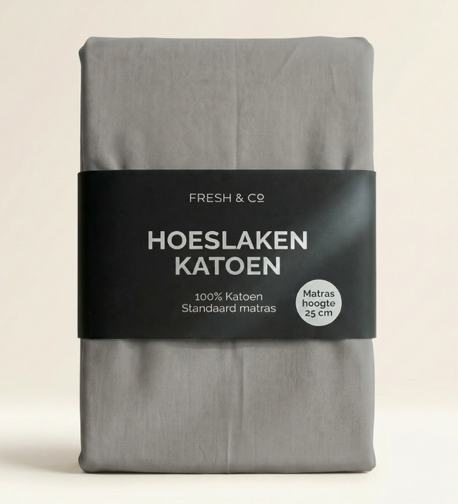 Hoeslaken Verkoelend - Katoen - Lichtgrijs