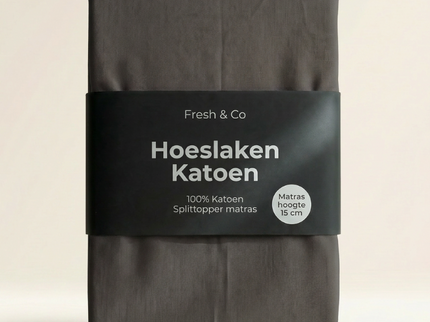 Splittopper Hoeslaken - Katoen - Antraciet