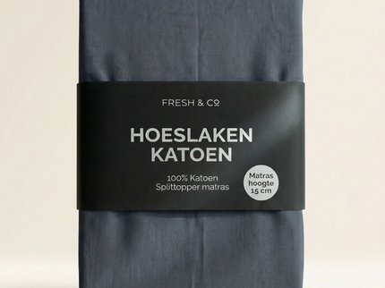 Splittopper Hoeslaken - Katoen - Navy