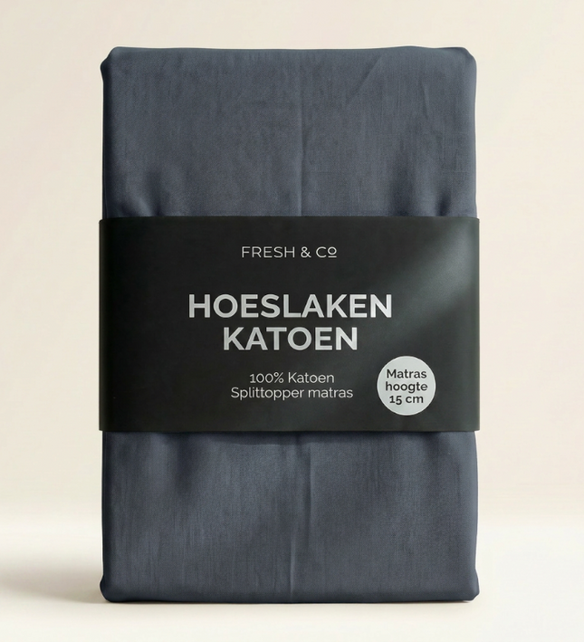 Splittopper Hoeslaken - Katoen - Navy