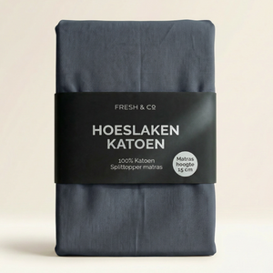 Splittopper Hoeslaken - Katoen - Navy