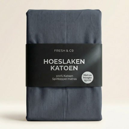 Splittopper Hoeslaken - Katoen - Navy