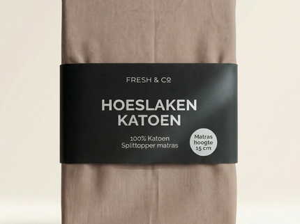 Splittopper Hoeslaken - Katoen - Taupe