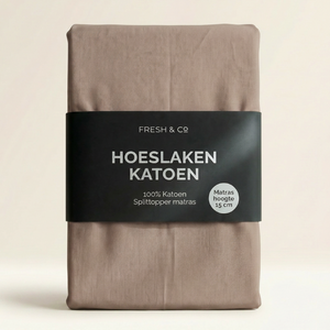 Splittopper Hoeslaken - Katoen - Taupe