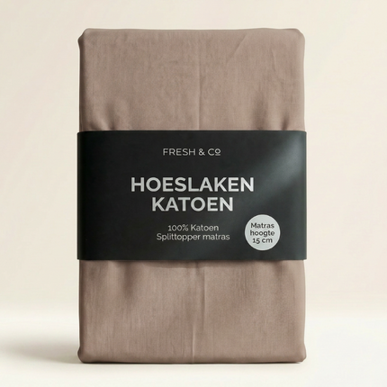 Splittopper Hoeslaken - Katoen - Taupe